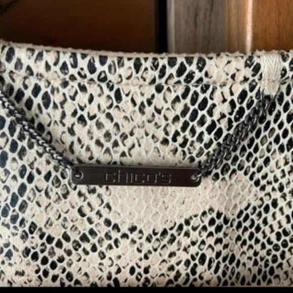 Chico's $169 Faux-Suede Snake-Print Topper Beige Tan 1 10 12 - Picture 6 of 10